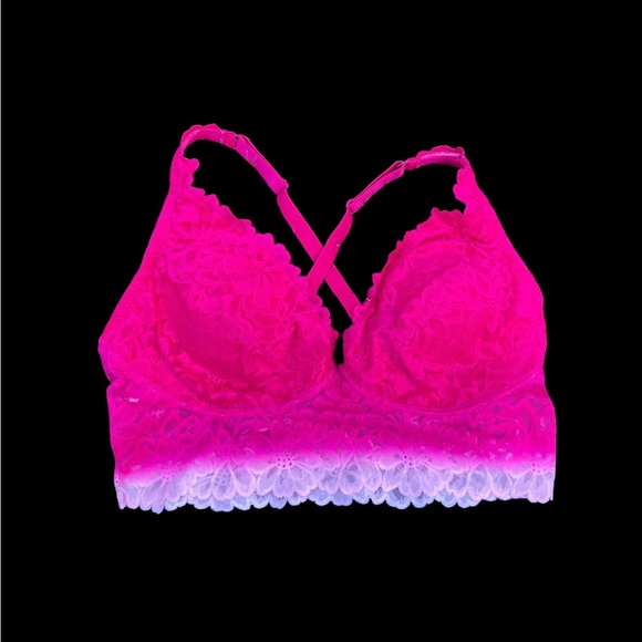 Womens Pink Bralette With Removable Pads Crossover Back Straps Adjustable Strap - Picture 4 of 6